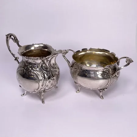 Gräddsnipa & Sockerskål silver 830/1000 Vikt: 227,6 g