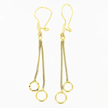 Örhängen med kedja längd 60mm, bred 2-7mm, krokfästen skeva, 21K Vikt: 2,4 g