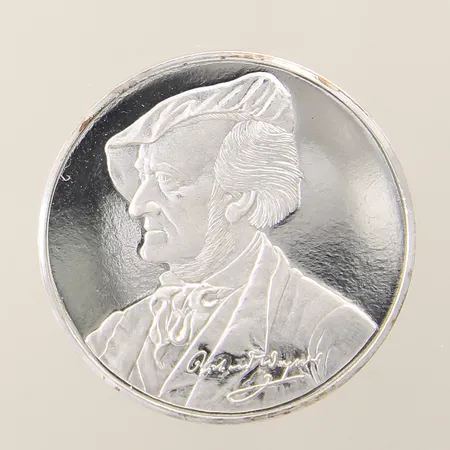 Mynt Festspielstadt Bayreuth med motiv av Richard Wagner Ø32mm mindre repor silver 999/1000 Vikt: 14,9 g