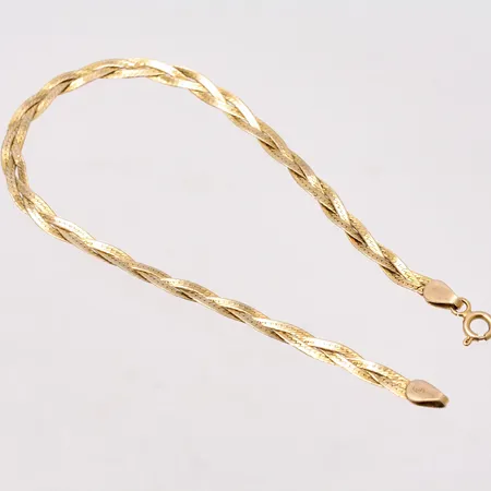 Armband 18cm pressad dubbelpansar, flätad bredd 3,5mm, 9K, vass, defekt, 2,01g.