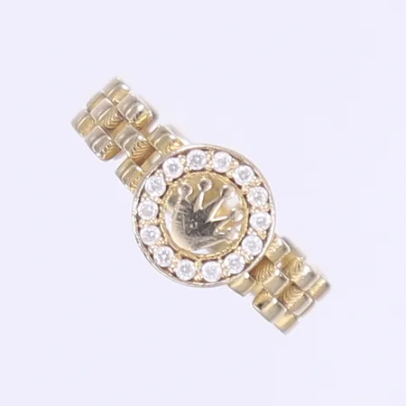 Ring med vita stenar stl 15 bredd 3-6mm 18K Vikt: 2,2 g