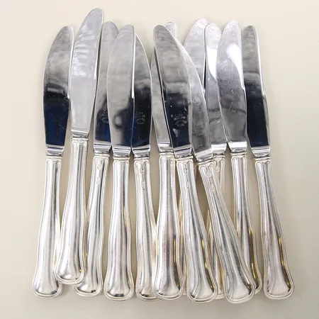 12 Matknivar modell Gammal Dansk längd 20cm silver 830/1000 Vikt: 797 g