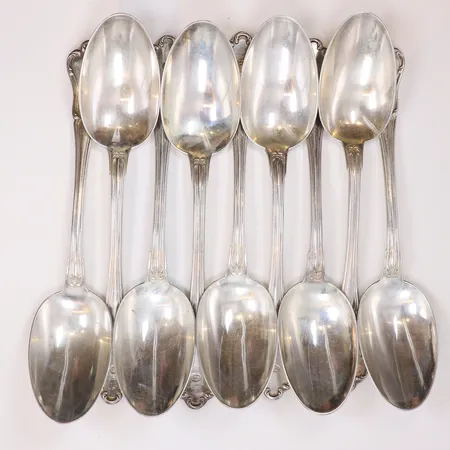 13 Soppskedar, längd 21,5cm, bredd 7-45mm, silver Vikt: 859,3 g