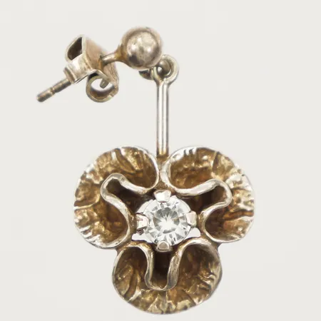 Udda örhänge Theresia Hvorlsev med bergkristall längd 25mm, bredd 16,2mm Mema, Lidköping 925/1000 Silver Vikt: 3,4 g