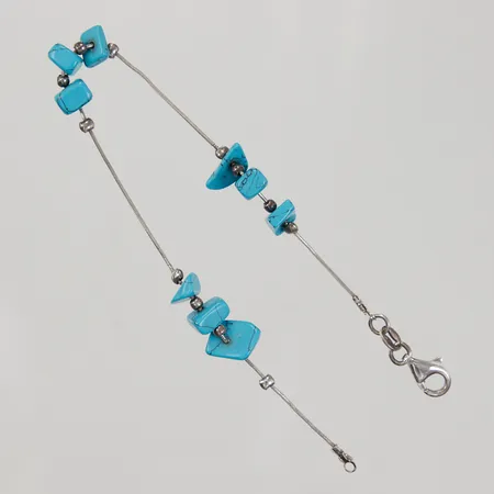 Armband med troligen turkoser 19cm, bredd 0,7-8mm, silver 925/1000