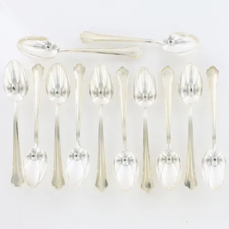 12 kaffeskedar ca 12cm, silver 830/1000 Vikt: 148,6 g