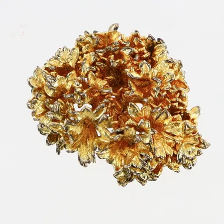 Brosch 30x25mm Flora Danica Denmark, originaletui, slitage, förgyllt silver 925/1000, Vikt: 10,6 g