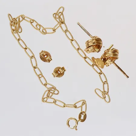 Diverse guldsmycken armband, örhängen, udda, omaka nurrebussar, skeva, defekt lås, 18K Vikt: 4,1 g