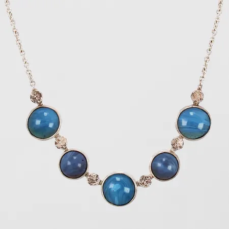 Collier med bergslagssten längd ca 43cm, bredd ca 3-15mm, BON Skinnskatteberg årsstämpel saknas,  925/100 silver Vikt: 18,3 g