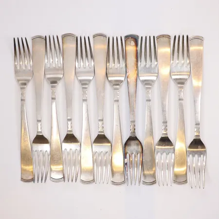 12 Gafflar, längd 17,5cm, bredd 5-23mm, Rosenholm, 830/1000 silver Vikt: 429,5 g