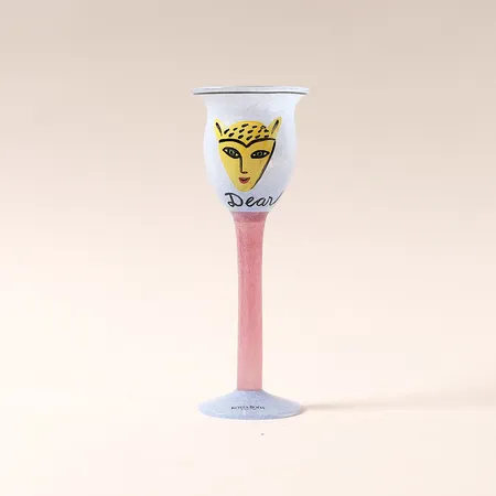 Pokalglas Open Minds "Dear" Ulrica Hydman-Vallien för Kosta Boda, handmålat glas, höjd 18,5cm, signerad och numrerad 98821, etikettmärkt  Vikt: 0 g