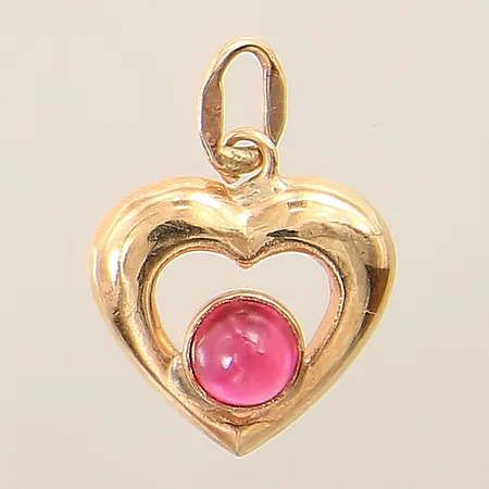 Hänge hjärta med rosa sten 16x12mm 18K  Vikt: 0,7 g