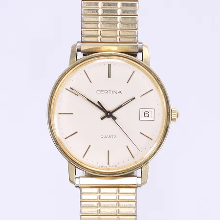 Armbandsur Certina Ø32mm automat datum går ej flexlänk gravyr daterad 1982 boett i 14K bruttovikt 49,5g
