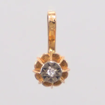 Hänge tvåfärgat längd 11,6mm, bredd 5,6mm, liten vit sten, Guldfynd, 18K Vikt: 0,5 g