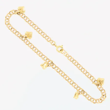 Armband Bismarck 5 berlocker längd 18,5cm bredd 3mm 18K. Vikt: 4,2 g