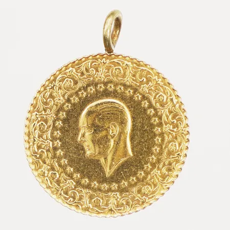 Hänge/mynt Ataturk, Ø18mm, 2014, ögla i oädel metall 21,6K Vikt: 1,8 g