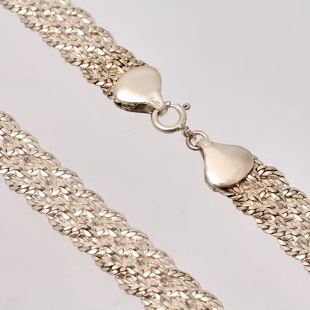 Collier 46,5cm, flätad, bredd 10,6mm, silver 925/1000, 43,62g.