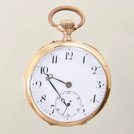 Fickur 14K manuell Ø50mm boett-nr:29444 innerboett i metall Ø49mm bucklor, repor, monogramgravyr, visare något böjda, bruttovikt: 86,9g