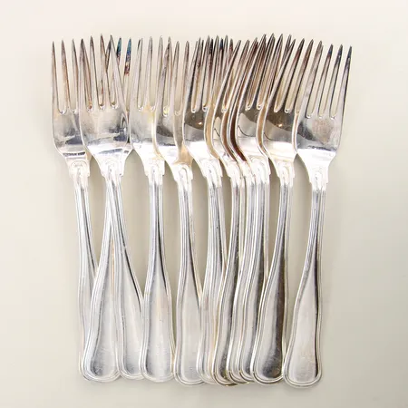12 Matgafflar modell Gammal Dansk längd 19,5cm silver 830/1000 Vikt: 735,6 g