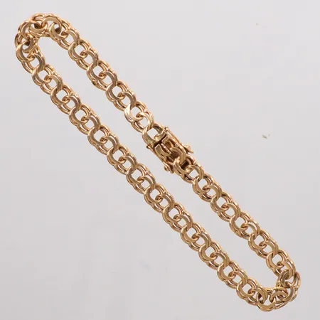Armband Bismarck längd 20cm, bredd 5,9mm, Anetoft & Persson Guldsmedsfirma, år 1964, kistlås, 18K Vikt: 11,8 g