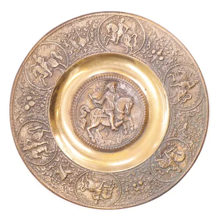 Väggfat i brons, Gustav II Adolf, Ø19cm