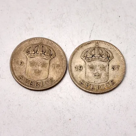 Mynt i silver, 25ören, 600/1000, 4,69g.