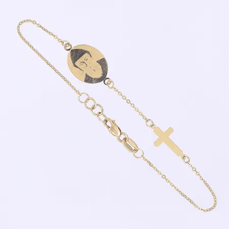 Armband med kors längd 19cm bredd 1-12mm 21K Vikt: 2,5 g