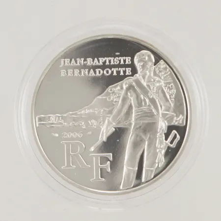 Minnesmynt Jean-Baptiste Bernadotte, ¼ Euro, 2006 RF, myntbevis 900/1000 Silver 22,3g.