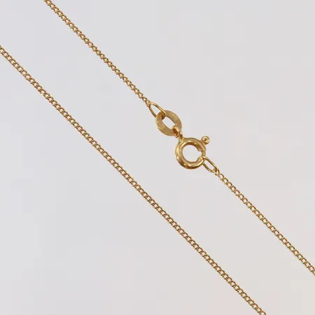 Kedja Pansar längd 43cm bredd ca 1mm, något ojämn länk, 18K Vikt: 1,7 g