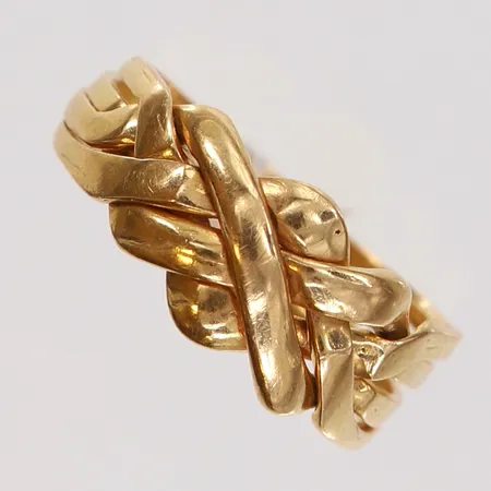 Pusselring 4 delar stl 18, bredd ca 4-8,5mm, ostämplat, 18K Vikt: 4,2 g