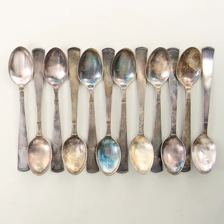 12 Kaffeskedar modell Rosenholm GAB längd 12cm silver 830/1000 Vikt: 186,7 g