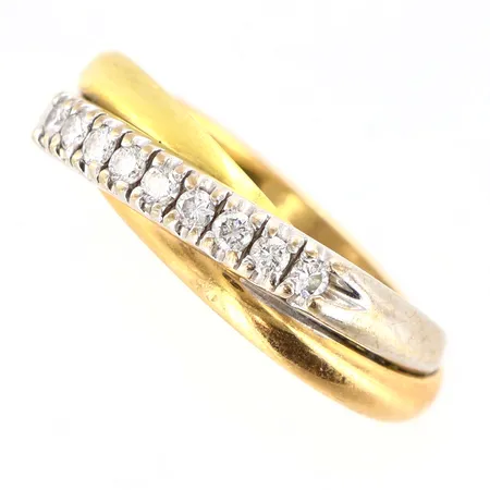 Ring Guldfynd med diamanter 0,25ct, stl:18½, bredd 5mm, trefärgad, 18K Vikt: 6,4 g