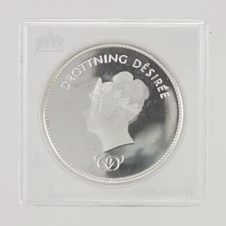 Minnesmynt Konungaätten Bernadotte Drottning Désirée, etui, 925/1000 Silver 25,2g.