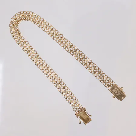 Armband X-länk 19cm bredd 7mm CFG (Bengt Hallberg Guldsmeds AB) Köping 1965, defekt länkdel, 18K Vikt: 9,5 g