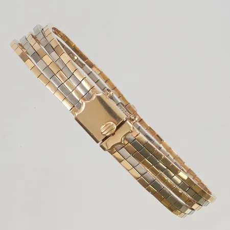 Armband 20cm bredd 10mm 5-radig, tvåfärgad 18K 39,2g.