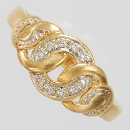 Ring med diamanter 10 x ca 0,005ct stl 18, bredd 2-9mm, 18K Vikt: 3,3 g