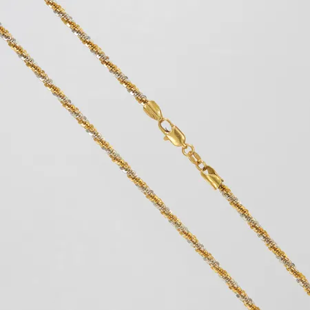 Kedja längd 42cm, bredd 3mm, tvåfärgat, defekt lås, 18K Vikt: 11,8 g