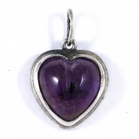 Hänge hjärta med en ametist 14x 21mm, silver 835/1000 1,7g. 