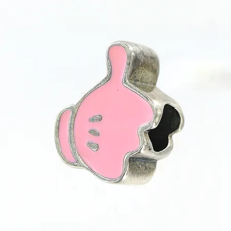 Berlock Pandora 15x10mm, rosa/laxrosa emalj, Ale silver 925/1000. Vikt: 3,7 g