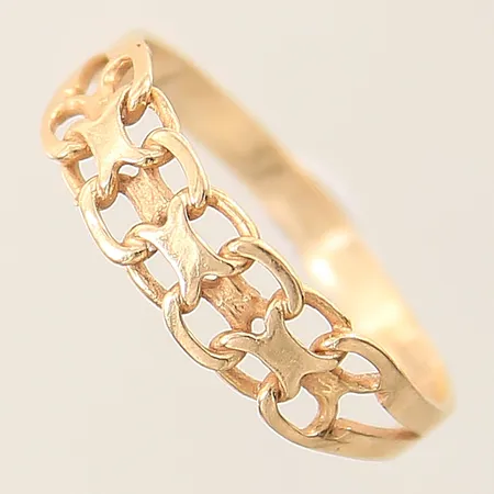 Ring X-länk stl:17 bredd 4,9mm skev skena 18K  Vikt: 1,5 g