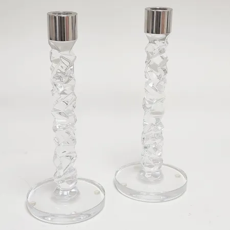 Ljusstakar Carat Orrefors, Lena Bergström, höjd ca 24cm, rostfritt stål, mindre missfärgningar från ljus