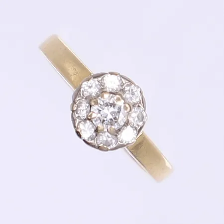 Ring med diamanter 1x ca0,16ct 8x ca0,02ct stl:16¼, svenska stämplar, 18K Vikt: 3 g
