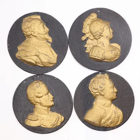 Regentlängd 20 plaketter, Ø9,5cm, i gjutjärn, Gustav Vasa - Oscar II, troligen 1800 tal