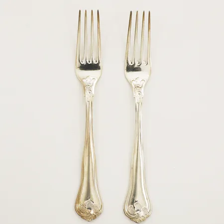 Två Bordsgafflar modell Sachsisk längd 18cm, Cohr, Danmark, silver 830/1000. Vikt: 79,2 g