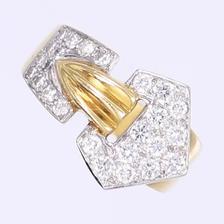 Ring med diamanter totalt ca 0,30ct stl 16 bredd 4-11mm bruksslitage 18K Vikt: 7,3 g