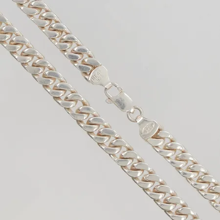 Kedja pansar 63,5cm bredd 8mm tjocklek 4mm 925/1000 Silver 130,6g.