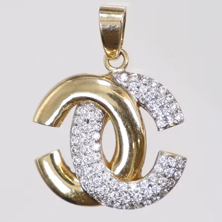 Hänge med vita stenar, 25x19mm, 18K Vikt: 4 g