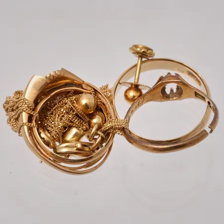 Diverse defekt guld, 18K, 11,09g.