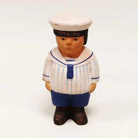 Figurin Lisa Larson Gustaf, höjd 17cm, stämpel och etikettmärkt, Gustavsberg.