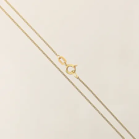 Kedja Pansar längd 43cm bredd 1mm skeva länkbitar 18K Vikt: 1,8 g